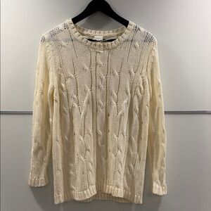 Monki Cream Open-Knit Cable Oversized Crew Sweater